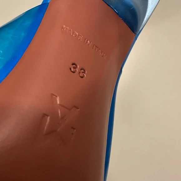 Amina Muaddi Vibrant Blue Heels - Picture 10 of 10